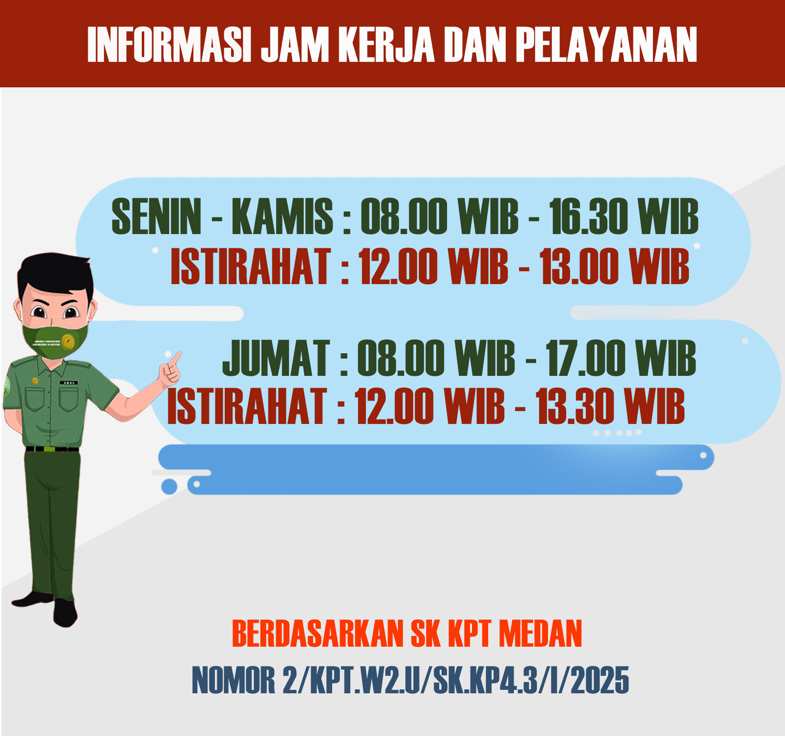 Jam Kerja di Pengadilan Negeri Gunungsitoli dan Pengadilan Negeri Se-Wilayah Hukum Pengadilan Tinggi Medan