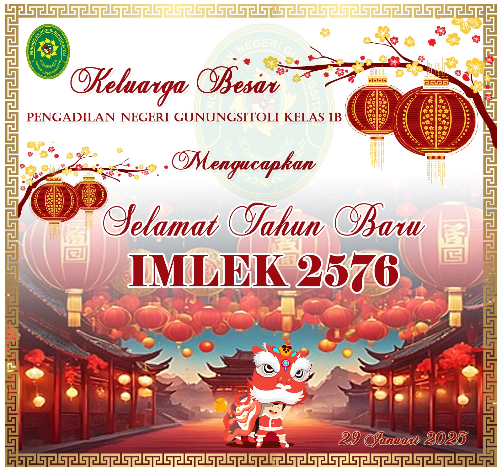 Keluarga Besar Pengadilan Negeri Gunugsitoli Mengucapkan Selamat Tahun Baru Imlek 2021 Gong Xi Fa Cai